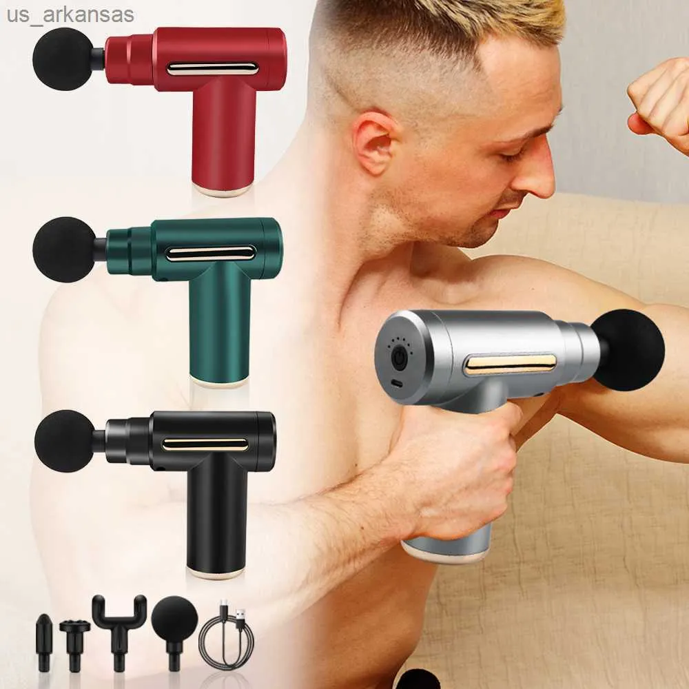 Mini pistola de massagem relaxamento muscular massageador de percussão vibrador terapia massageador elétrico para corpo pescoço fáscia pistola carga usb l230523