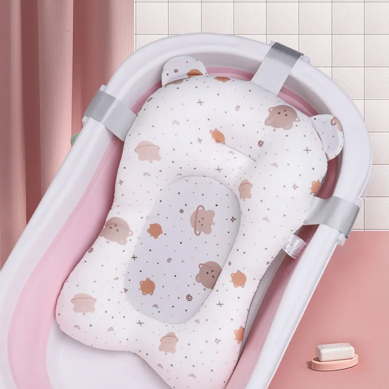 Bathing Tubs Seats Cartoon Baby Shower Bath Tub Pad NonSlip born Bathtub Mat Safety Nursing Foldable Support Comfort Body Cushion Pillow 230601