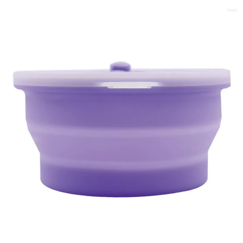 Bowls Foldable Silicone Collapsible Bowl Camping Lunch Box Salad Lid Expandable Storage Container Bento 1 PC