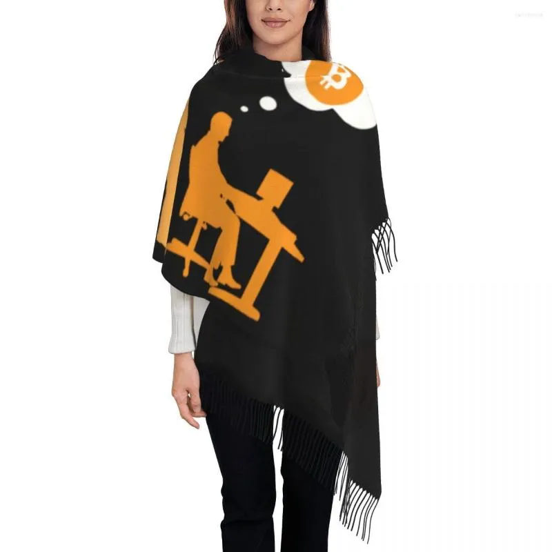 Scarves Custom Printed Evolution Scarf Women Men Winter Fall Warm BTC Cryptocurrency Shawl Wrap