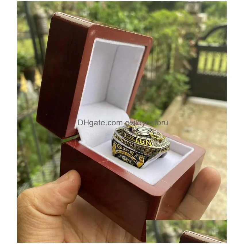 Cluster Rings 2021 2022 Geor Bldogs World Champions Team Championship Ring  with Wooden Box Men Fan Gift Wholesale Smart Bennett Souv Dhghy