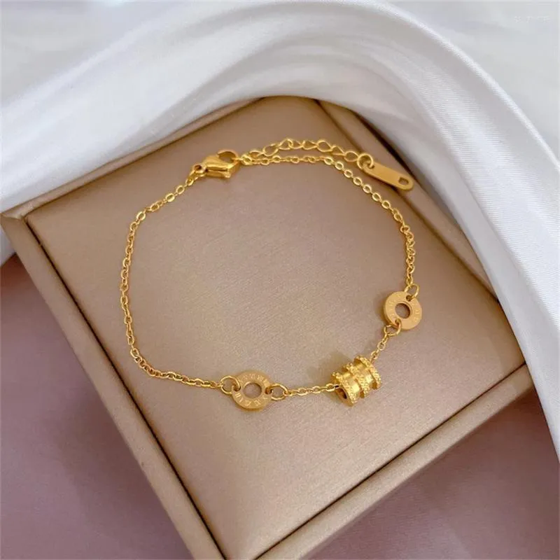 Charmarmband rostfritt stål romerska siffror armband för kvinnor handkedja smycken guld silver färg Bracciale Uomo