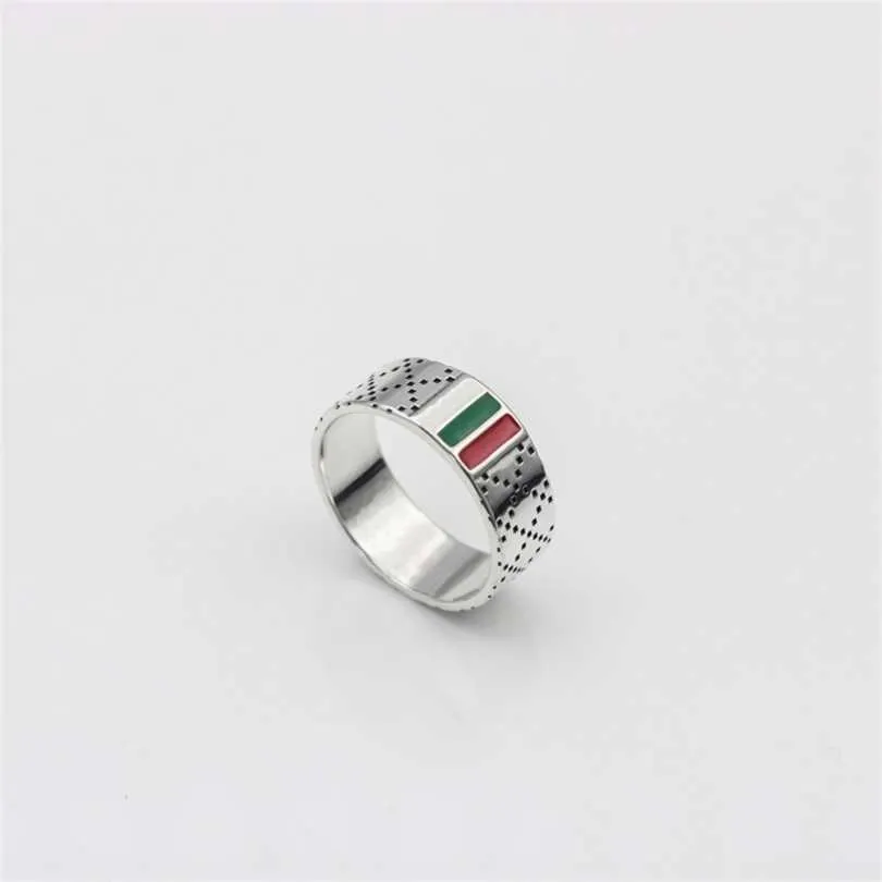 Ny 2023 Designer smycken armband halsband personlighet enkel diamant rutig rödgrön emaljpar ring