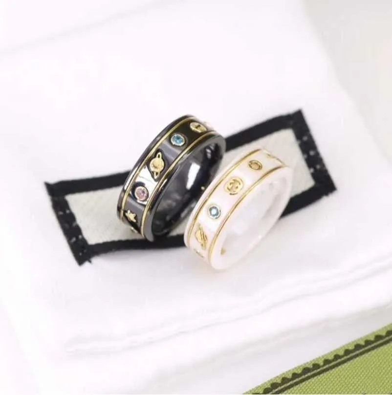 Designer smycken armband halsband hög kvalitet 925 sterling bi svart vit keramisk kärlek stjärna hand par ring