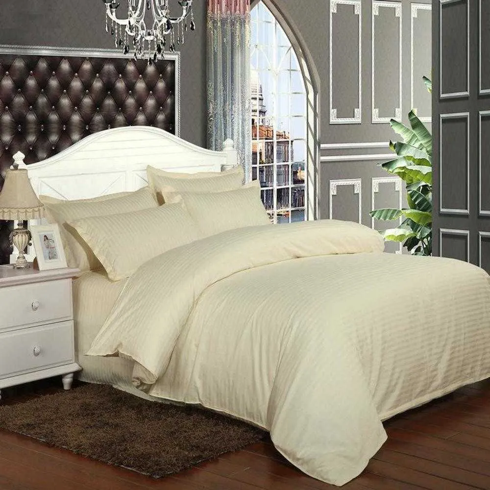 % 100 pamuklu katı yatak seti şerit lüks beyaz otel yatak keten ikiz kraliçe tam kral beden kapak sheetpillowcase