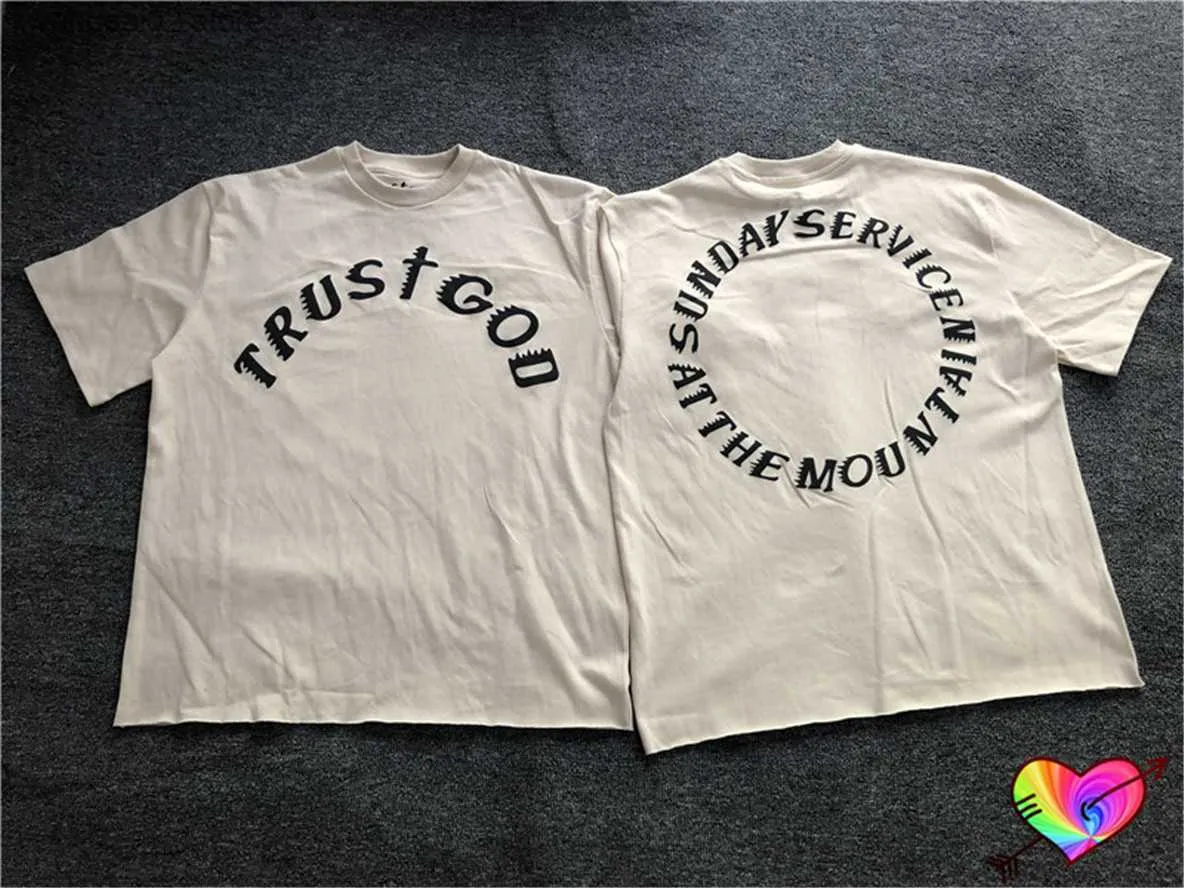 T-shirts pour hommes 2022 Loose Fit Trust God Tee Hommes Femmes Hip Hop Sunday Service Tour T-shirt Imprimé Tag Tops Summer Ye Manches Courtes T230602