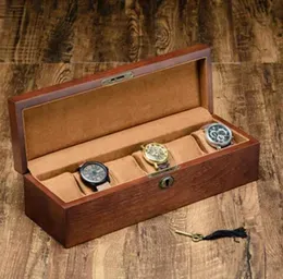 Retro Wooden Watch Box with Key Watch Holder Box For Watches Men RectangleSquare Jewelry Organizer 6 Grids Organizer6743149