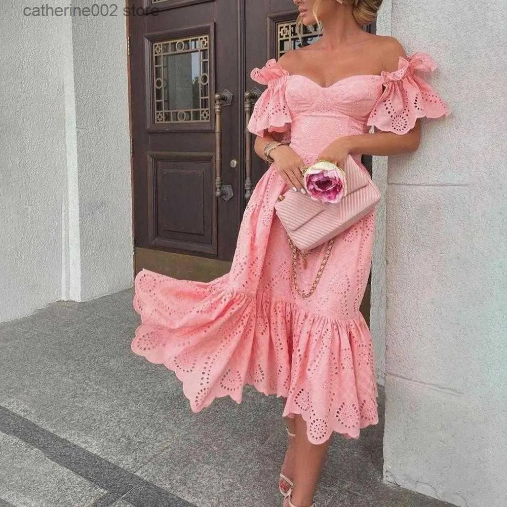 knee length dresses for ladies Gemmina Pink Mesh Midi Dress - US 12 main image 1