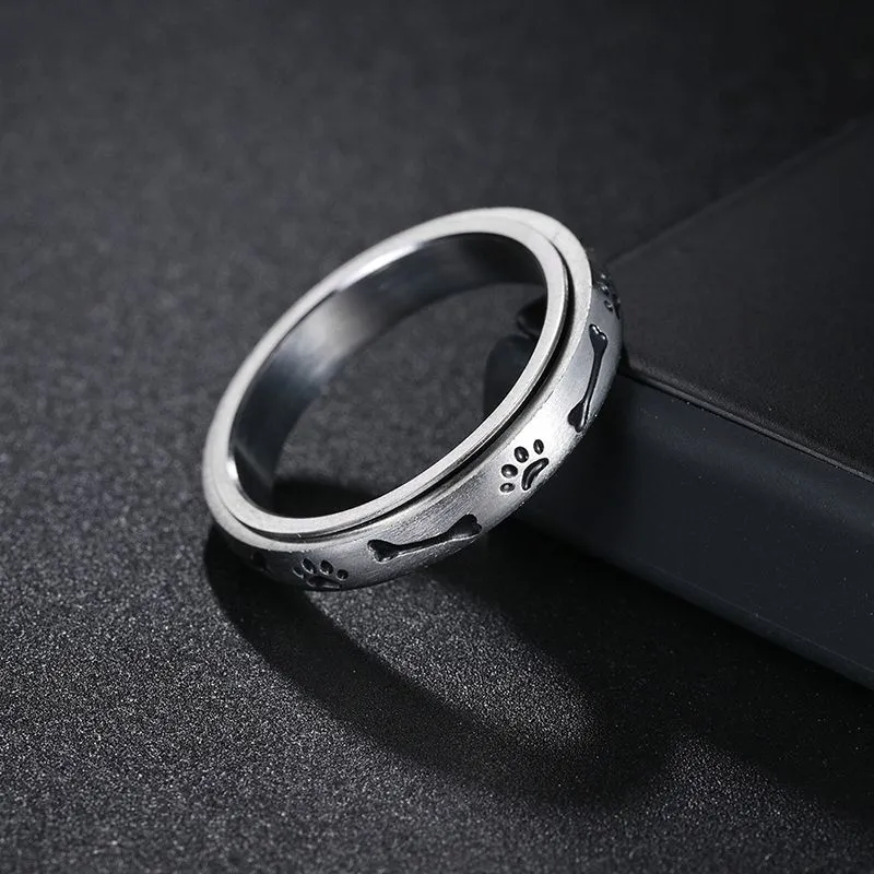 4MM Anxiety Ring For Women Men Moon Fidgets Rings Trend Punk Rings Jewelry Stainless Steel Anti Stress Ring Rotate Gift