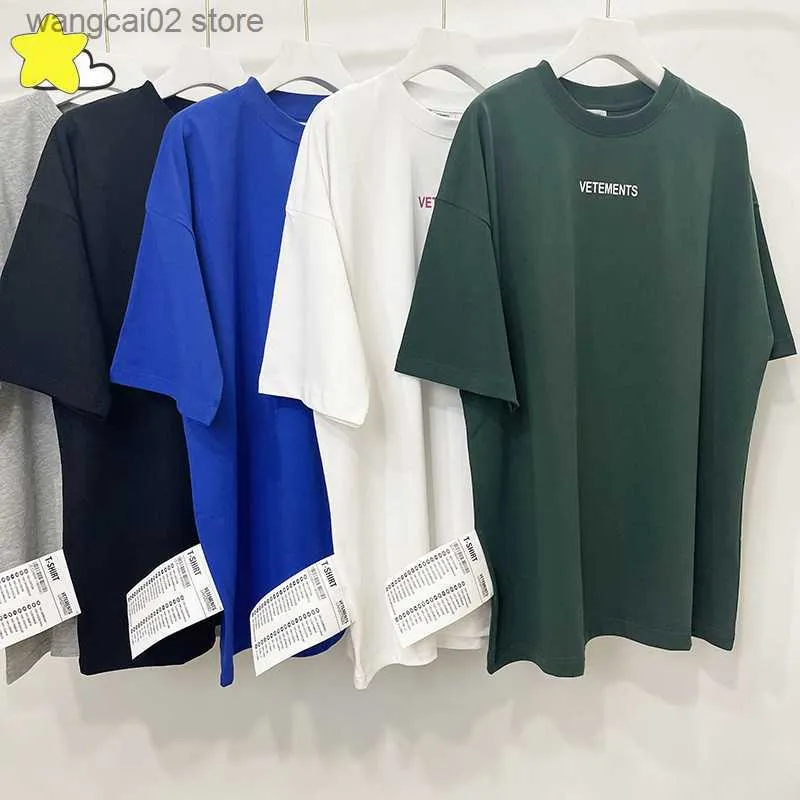 T-shirts pour hommes Style classique d'été Bleu Vert Noir Vetements T-shirt Hommes Femmes 1 1 Tissu lourd Coton Surdimensionné Extérieur Big Tag VTM Tee Top T230602