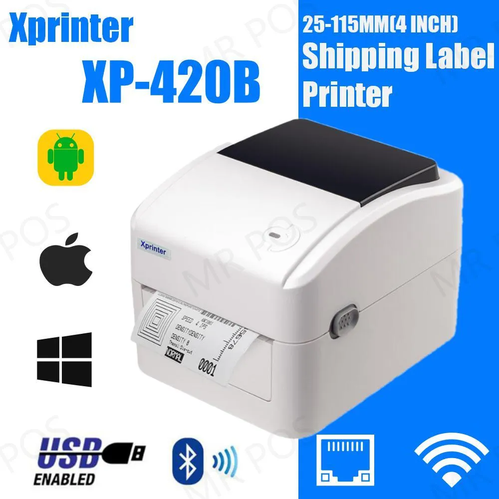 Принтеры Wi -Fi Xprinter XP420B 4 -дюймовая термоуправляющая метка ширина принтера 115 мм поддержка принтера штрих -кода QR Epacket Express Waybill