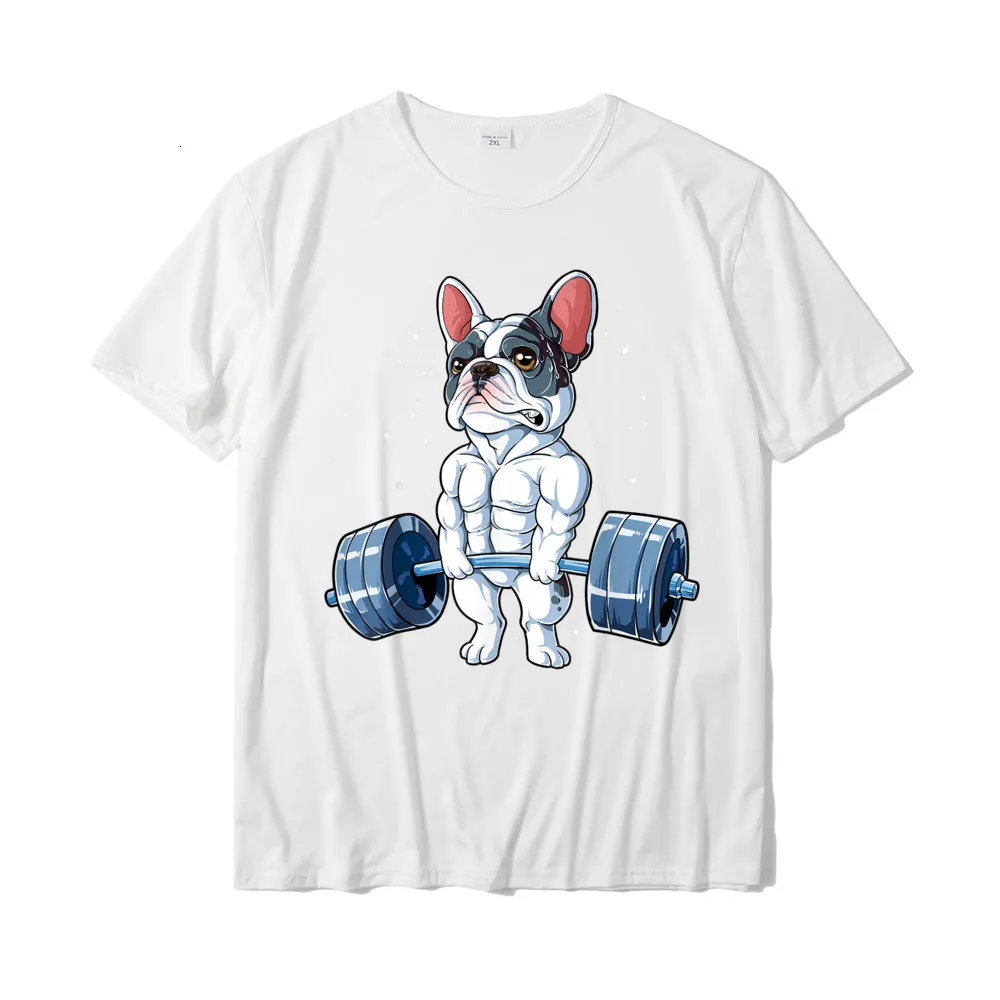 Camisa Tops Tees Designer O Neck Casual Short Sleeve Pure Cotton Mens T-shirts Design T Shirt Wholesale French Bulldog Weightlifting Funny Deadlift Men Fitness Gym T-Shirt__18625 white