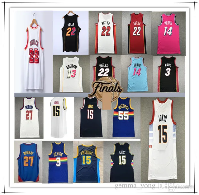 2023 Finals Basketball Jersey Denver Nikola Jokic Jamal Murray Michael Porter Jr Mutombo Iverson Anthony MIAMI Jimmy Butler Bam Adebayo Tyler Herro Dwyane Wade Sewn