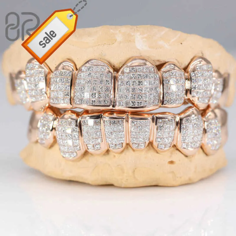 Bereal Jewelry 18K Gold Plated Moissanite Teeth Grillz Invisible with Princess Cut 925 Silver VVS Custom Hip Hop Iced Out Grillz