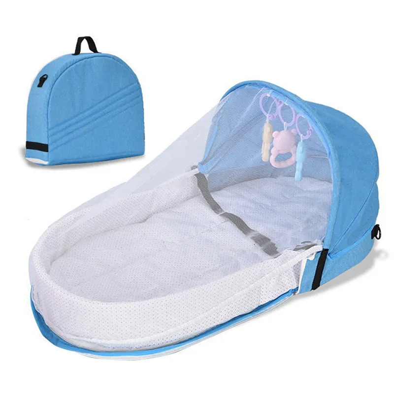 Grades de cama dobrável ninho de bebê portátil nascido com mosquiteiro para viagem multifuncional berço sacos de dormir infantis 012m bolsa mamãe 230601