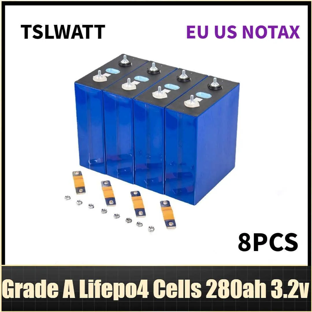 TSLWATT 8st EVE LIFEPO4 Batteri 3.2V 280AH CELLER LITIUM IRON FOSFAT Batteripaket för hemmelagring Gratis skatt