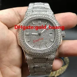 NEW Luxury 40mm diamond Mechanical Man Diamond Watch All diamond band Automatic Stainless steel men's watches Rose Gold249y