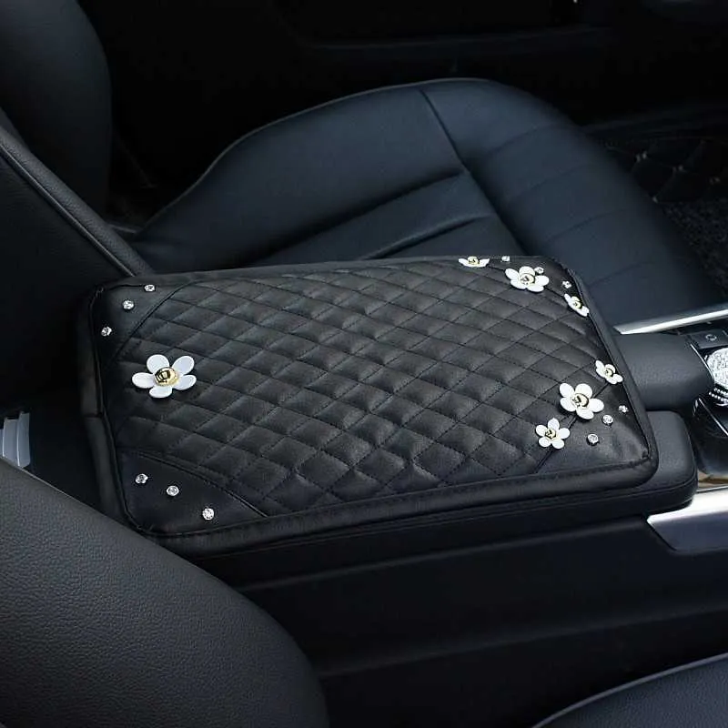 Cute Flower Rhinestone Leather Car Armrest Cover Universal Center Console  Seat Pad For Easy Storage, Luxury Design From Autotool_company, $5.94