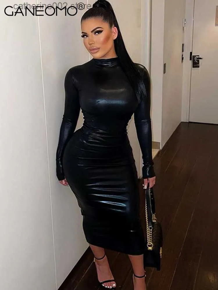 Party Dresses Long Sleeve Faux Leather Midi Sheath Dress Women Autumn from  Dhgate Urban Sexy Dresses - price 11.22