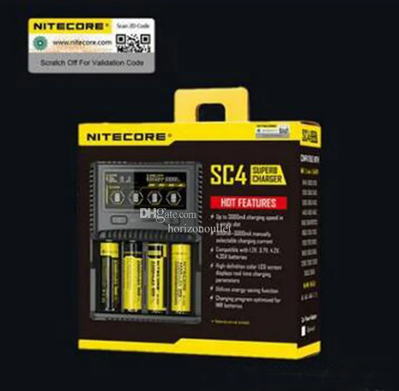 100% Original Nitecore Sc4 Charger Digicharger LCD Display Fast Intelligent Four 4 Slots PD USB-C Charge for IMR 18650 21700 Universal Li-ion Battery VS UI4 UM4 D4