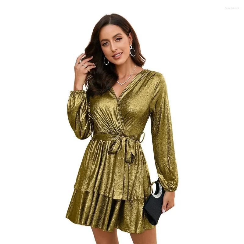 Casual Dresses Women Sexy V-Neck Mini Sequin Summer Boho Evening Lantern Sleeve Dress Halloween Ladies Party Costume Vestidos Plus 3XL