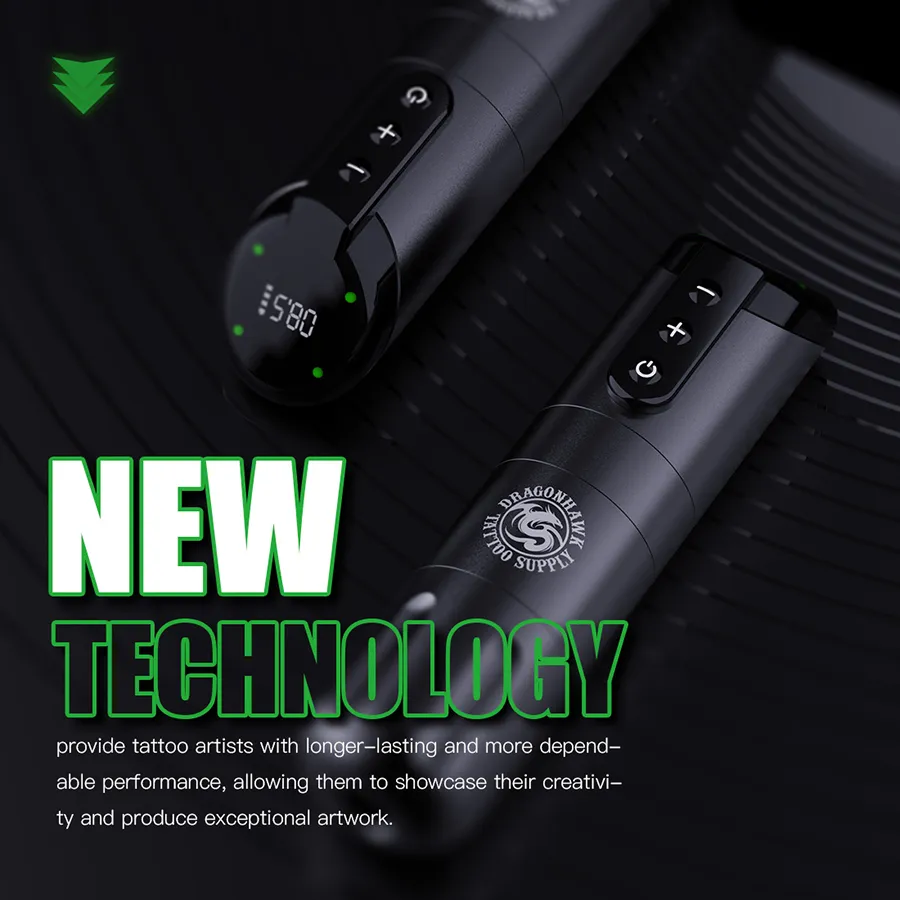 Dragonhawk X2 Wireless Rotary Tattoo Machine Pen with 1700mAh