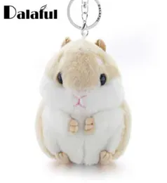 Dalaful Mini Hamster Keyrings Keychains Faux Rabbit Fur Pompom Fluffy Trinkets Car Handbag Pendant Key Chains Ring Holder K3569305341