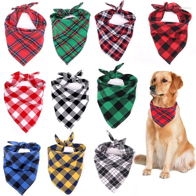 Chien Vêtements Bandanas Classique Rouge Noir Coton Plaid Chat Chiot Foulard Pet Foulard Écharpe Salive Serviette Toilettage Accessoires