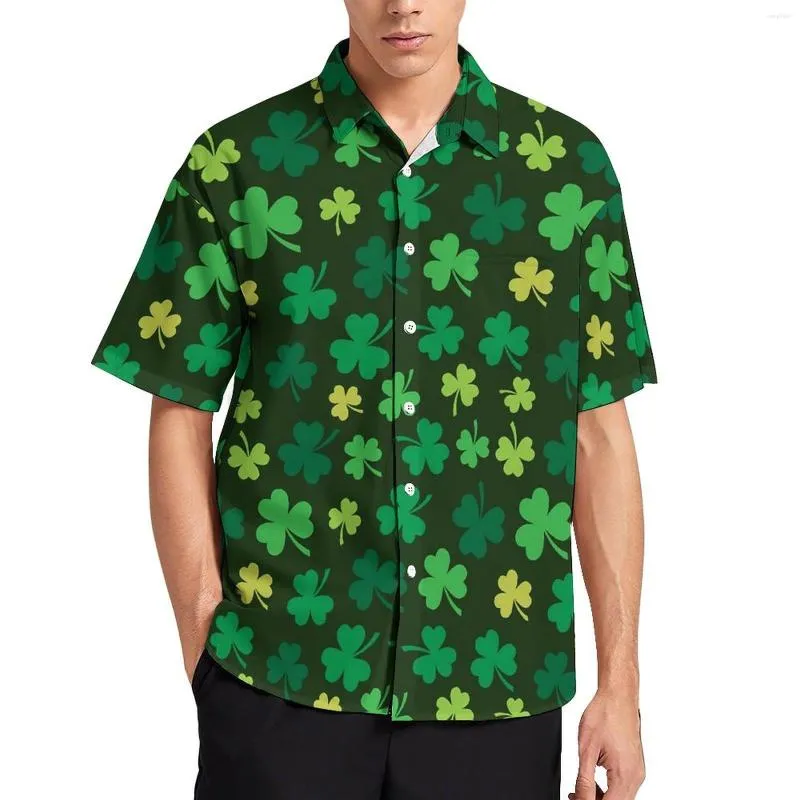 Men's Casual Shirts St Patricks Day Shirt Green Shamrock Vacation Loose Hawaii Streetwear Blouses Short Sleeve Graphic Oversized Top