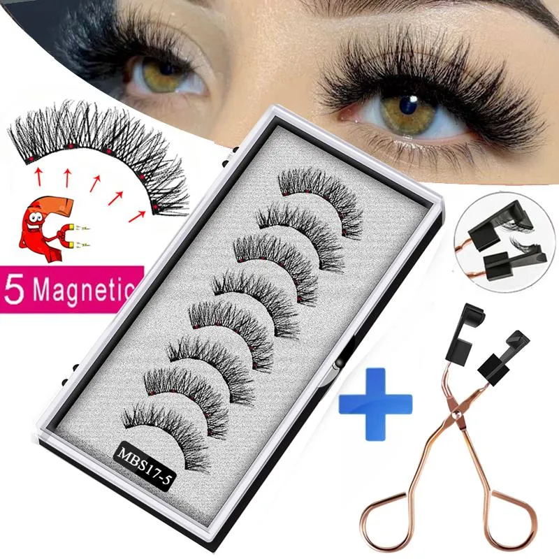 Verktyg MB Anniversary 5 Magnetiska ögonfransar med pincett Natural Wispy Faux Cils Magnetique Mink Lashes Professional Eye Lashes Set