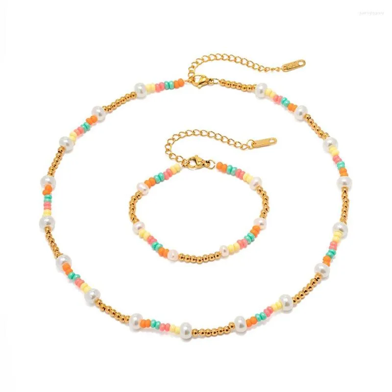 Ketten Böhmen Perlen Halskette Armbänder Frauen Bunte Perlen Gold Kette Mode Shell Perle Kein Verblassen Schmuck Boho_voghion.com