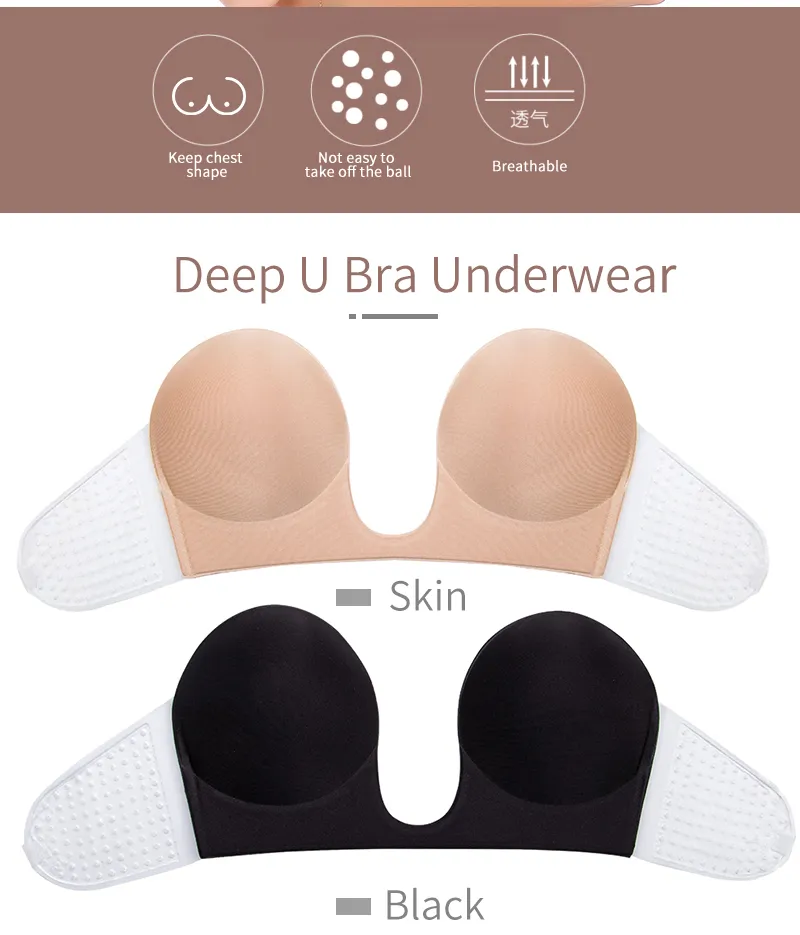 Invisible Push Up Bra, Silicone Strapless Bra, Deep U Plunge Underwear,  Wedding Party Self Adhesive Brassiere, CL2346 From Allloves, $17.92