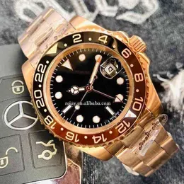 luxurious movement watch  mechanical watches Gmt Luxury Ceramic Bezel Black Dial Stainless Steel Strap Ii Gold Case Band 40mm Automatic Men