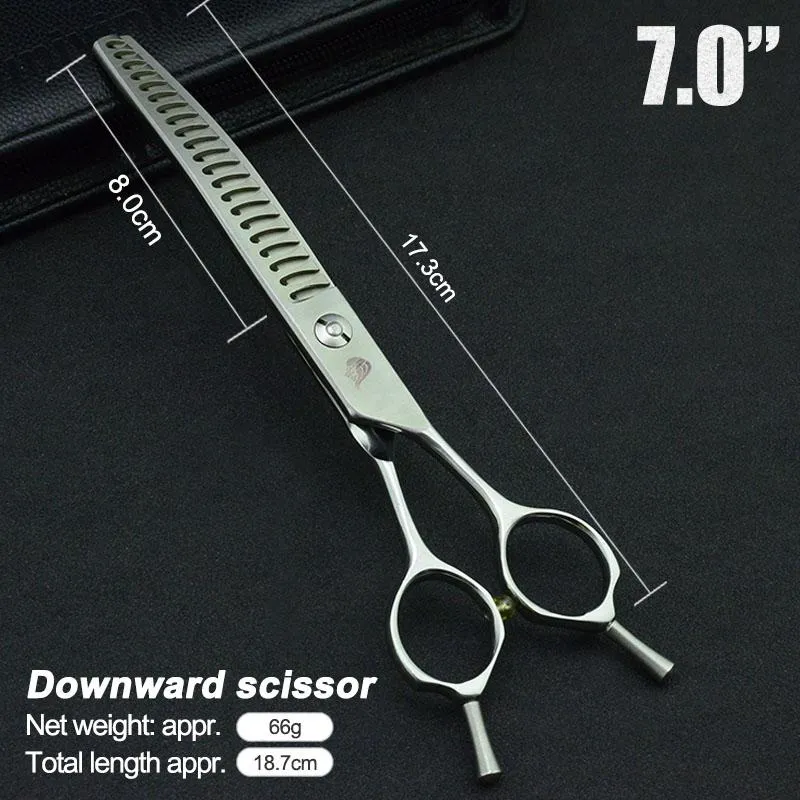 Tools 7" Down Curved Thinning Shears Pet Dogs Gromming Scissors Sharp Edge High Quality Downward Thinning Scissors Barber Cutting Tool