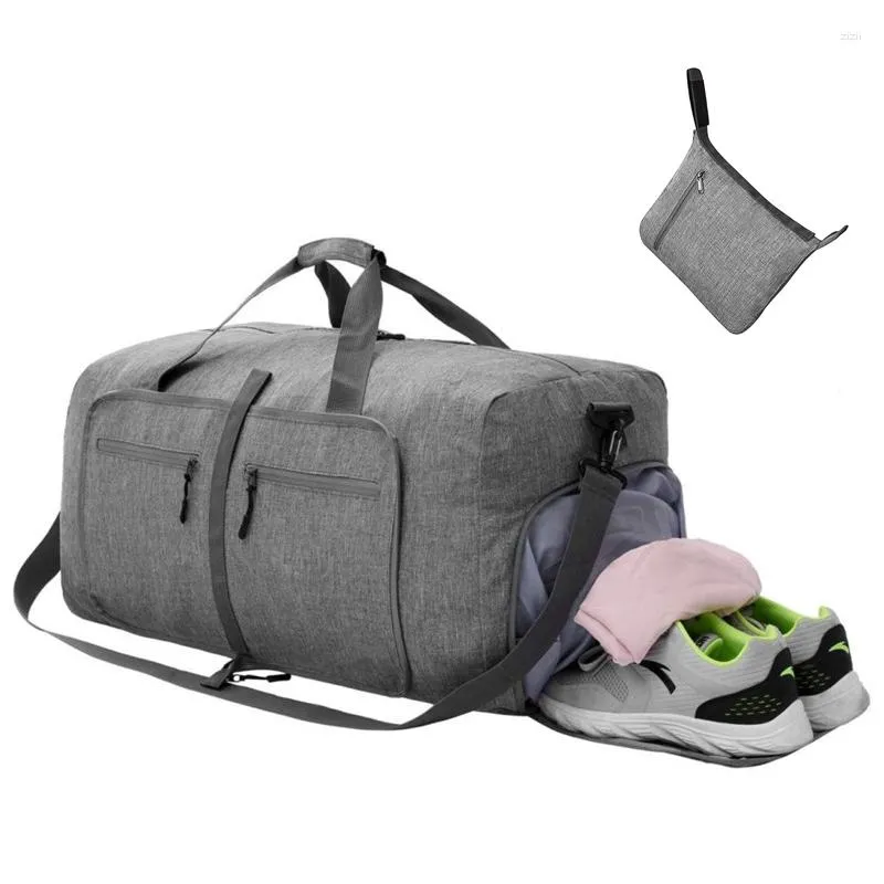 Bolsas de lona plegables portátiles de viaje 65L gran capacidad deportes Fitness almacenamiento equipaje bolsa mujer Casual viaje organizador bolso de mano