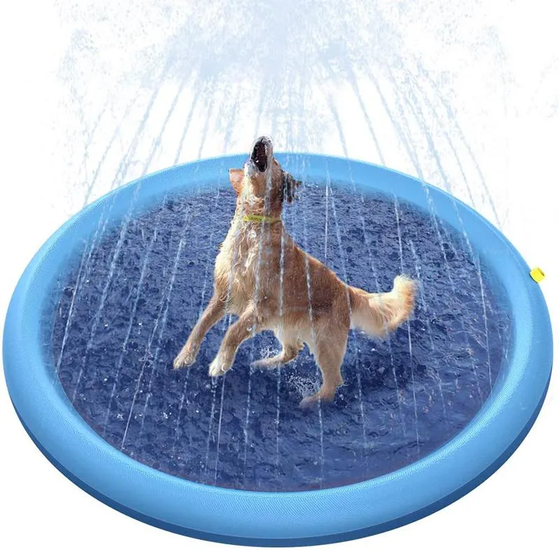 CHEWS VIP 170*170 cm Pet Sprinkler Play Play Cooling Mat Swimming Pool Uppblåsbar Vatten Spray Pad Matt Tub Summer Cool Dog Bathtub