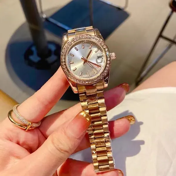 Luxury women watches Top brand Designer diamond gold watch Stainless Steel band Quartz Wristwatches for ladies Girl Valentine's present Christmas Mother's Day Gift