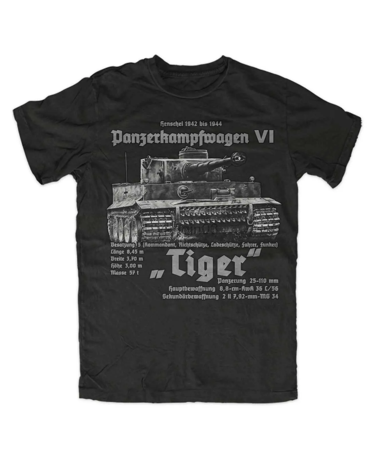 T-shirty męskie WW2 WEHRMACHT Tank Force King Tiger Tank T-shirt. Summer bawełniany krótki rękaw o nokółce nowa nowa s-3xl J230602