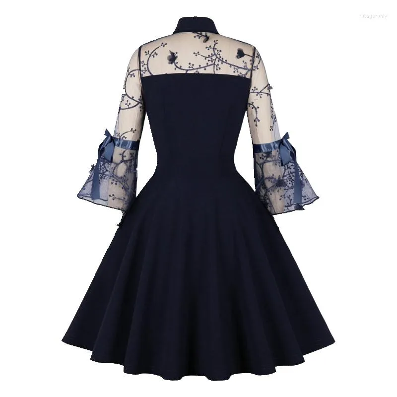 Knee Length Bodycon Dress MUXXN Women's 1950s Vintage Cocktail Dress - 3/4  Sleeve, Peplum Waist, Knee Length, Airy Blue, Small Retro Peplum Waist Dress