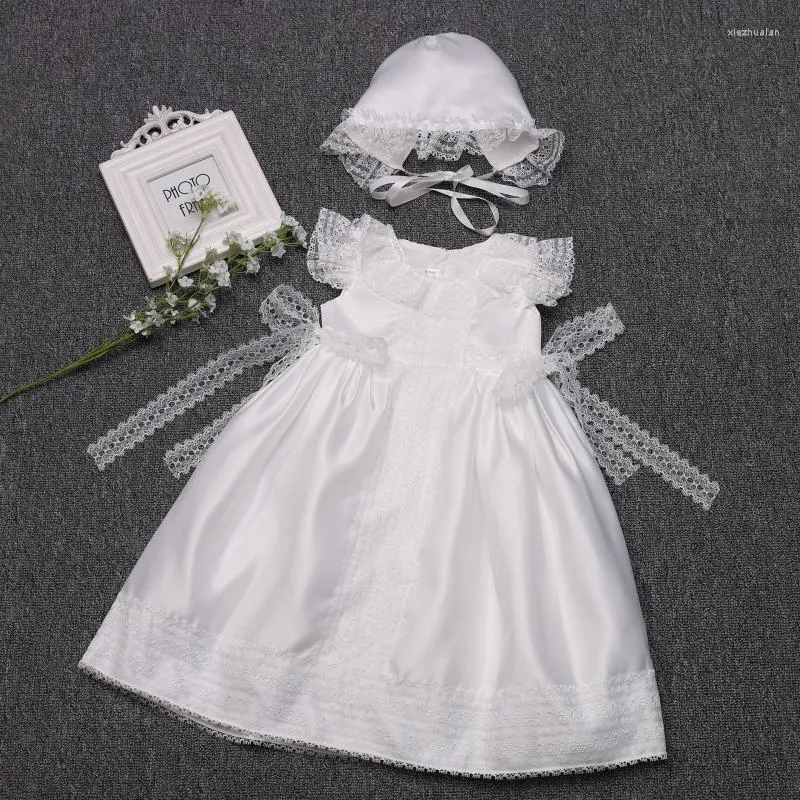 Girl Dresses 2Pcs Borns Baptism Dress For Baby 1st Birthday Outfit Infant White Christening Toddler Girls Boutique Clothing