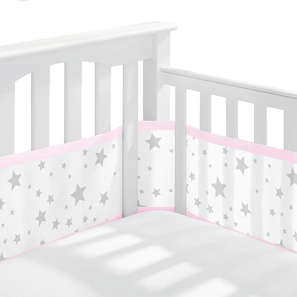 Bed Rails Protector Baby Nursery Breathable Bumper Onepiece Crib Around ...