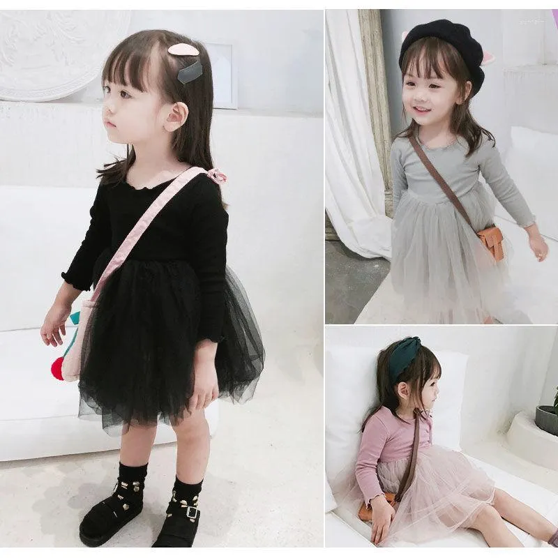 Fille robes enfants à manches longues maille pour filles élégante fête anniversaire Tutu Style coréen enfants vêtements DT618