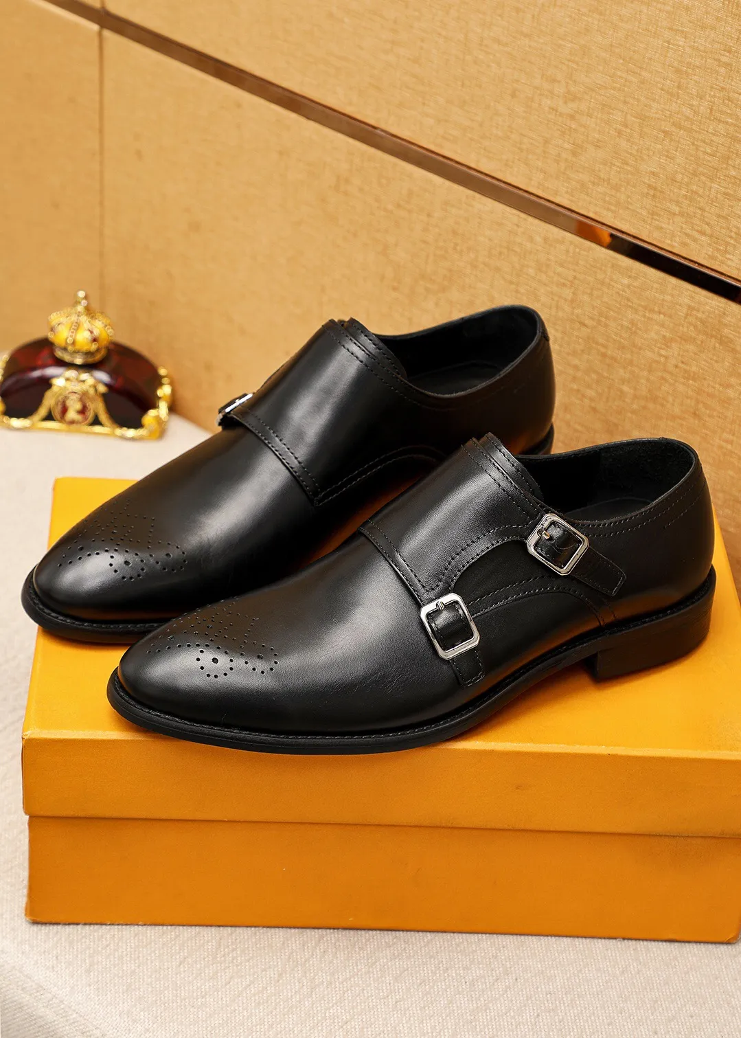 2023 Mens Dress Shoes Designer Fashion Genuine Leather Business Office Work Formal Loafers Male Brand Designer Party Wedding Flats Size 38-46