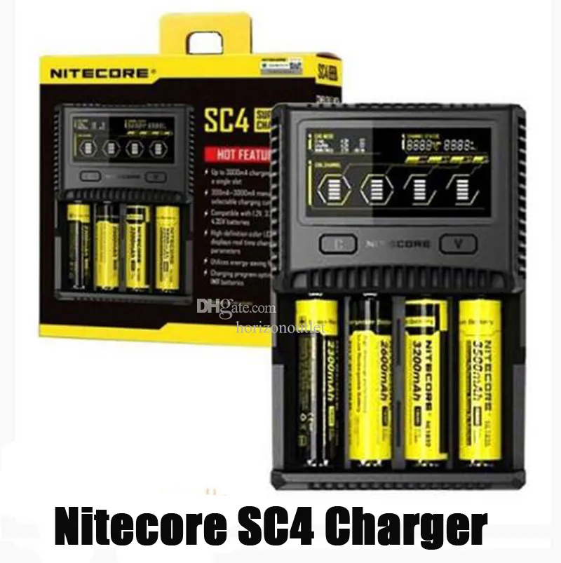 Authentic Nitecore SC4 Charger Digicharger LCD Display Fast Intelligent Four 4 Slots PD USB-C Charge for IMR 18650 21700 Universal Li-ion Battery VS UI4 UM4 D4