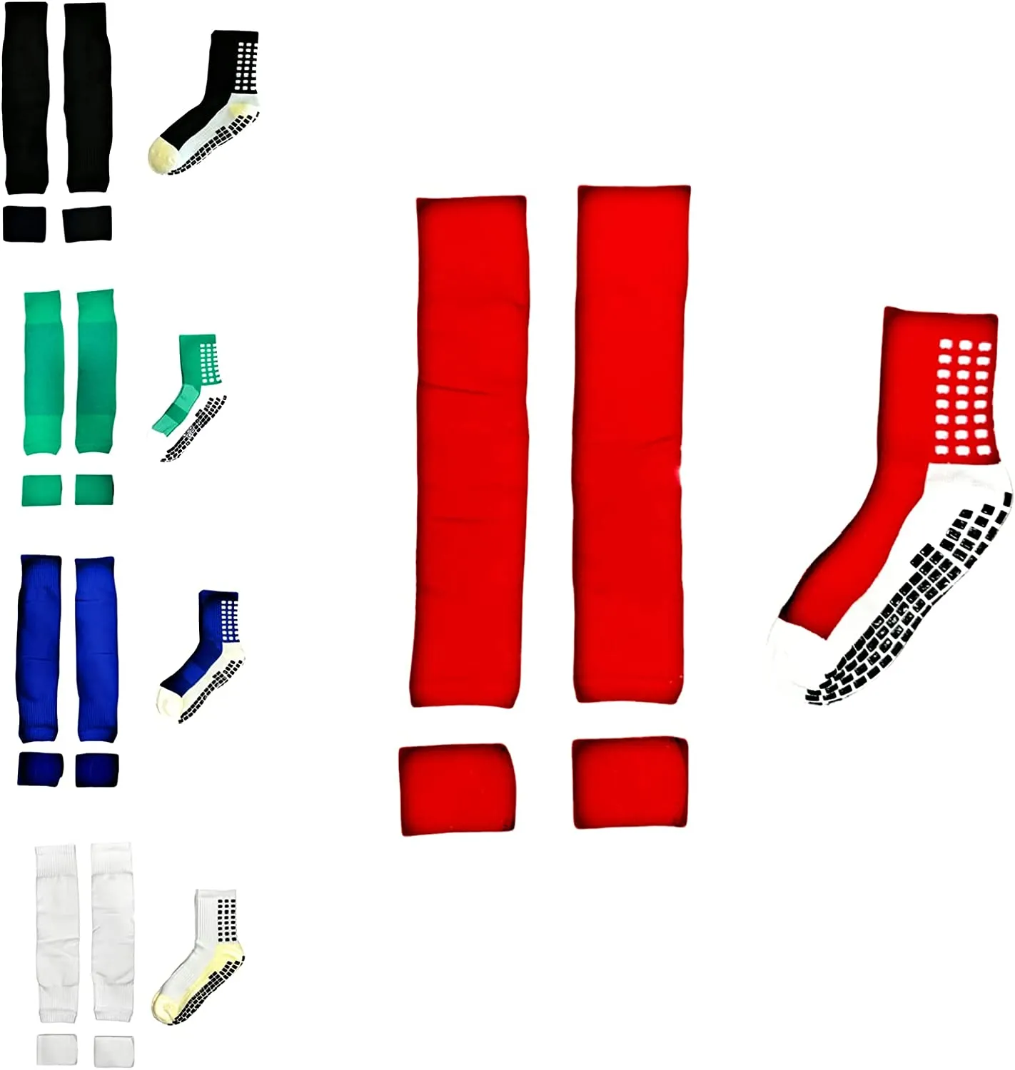The Grip Sock Grip Socks, Leg Sleeves and Shin Guard Straps Bundle Set WHITE