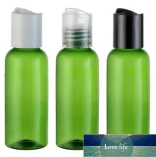 Contenitore per flaconi cosmetici in PET vuoto verde da 50 pezzi / 50 ml con tappo a pressione, flaconi di plastica da viaggio da 50 cc con tappi a vite all'ingrosso