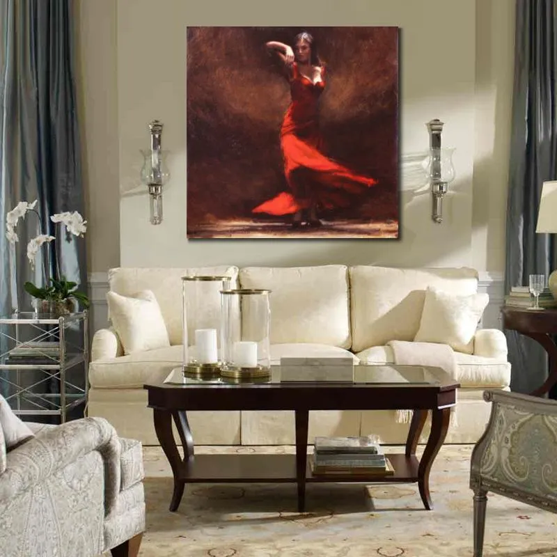 Figure realistiche Arte su tela testurizzata Passione Flamenco Bellezza Dipinti ad olio figurativi artigianali Danza Opere d'arte Decorazioni per la casa