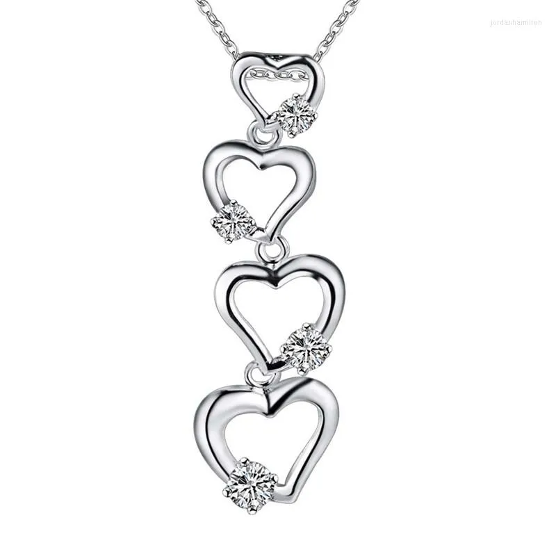 Hänge halsband silver färg kubik zirkoniume hjärthalsband mode smycken valentins dag gåva till kvinna toppkvalitet fabriksuttag
