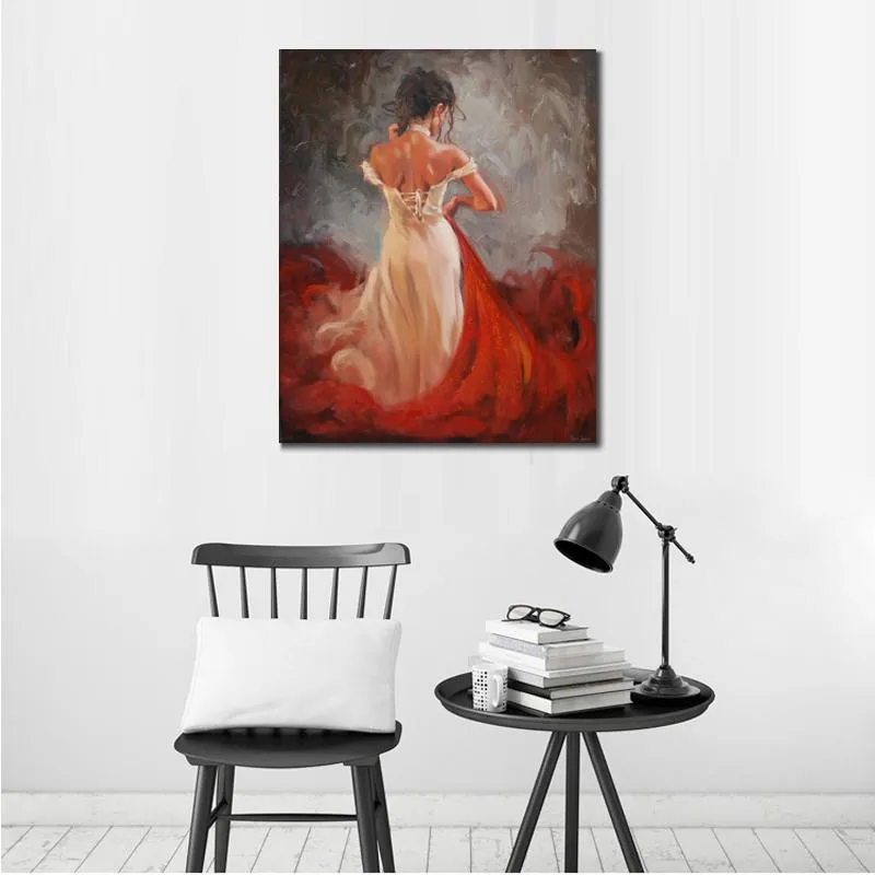 Canvas Art Figurative Night Tango Hand-painted Oil Paintings of Spanish Dancing Beautiful Accent for Spa Decor