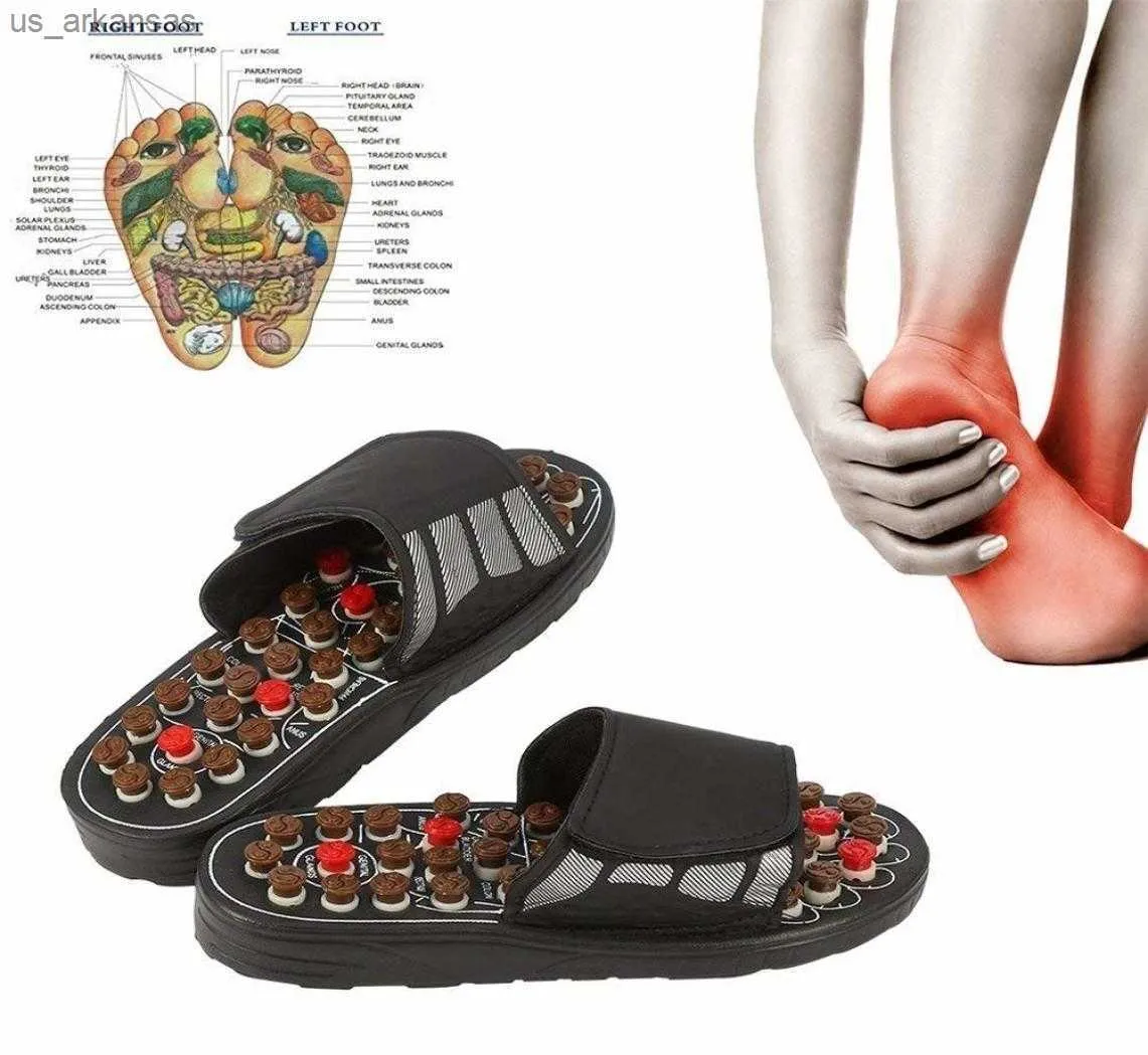 Fotmassagens tofflor Akupunkturterapi Massager Skor för fot Acupoint Aktiverande reflexologi Fötter Care Massageador Sandal LY19787534 L230523